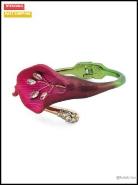 Betsey Johnson Calla Lily Bypass Bangle Bracelet Hinged Closure